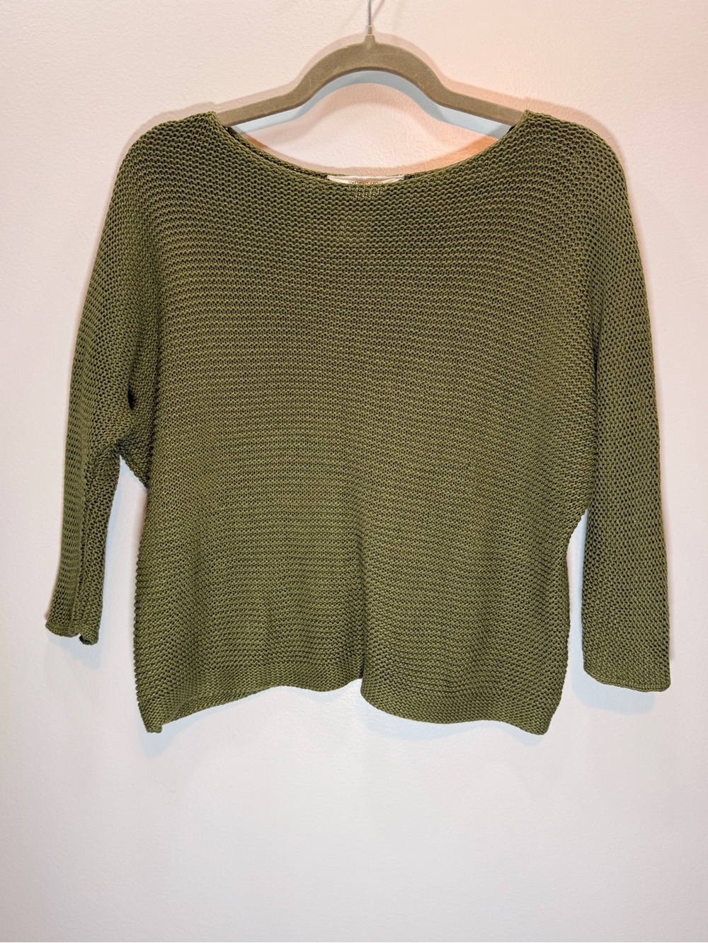 Workshop Republic Clothing Cropped  Olive Knit Boatneck Sweater